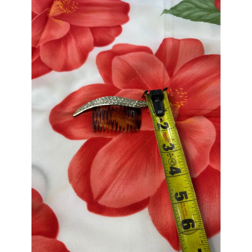 Vintage Ben-Hur Rhinestone Tortoiseshell Hair Comb Silver Tone‎ Mid Century C35